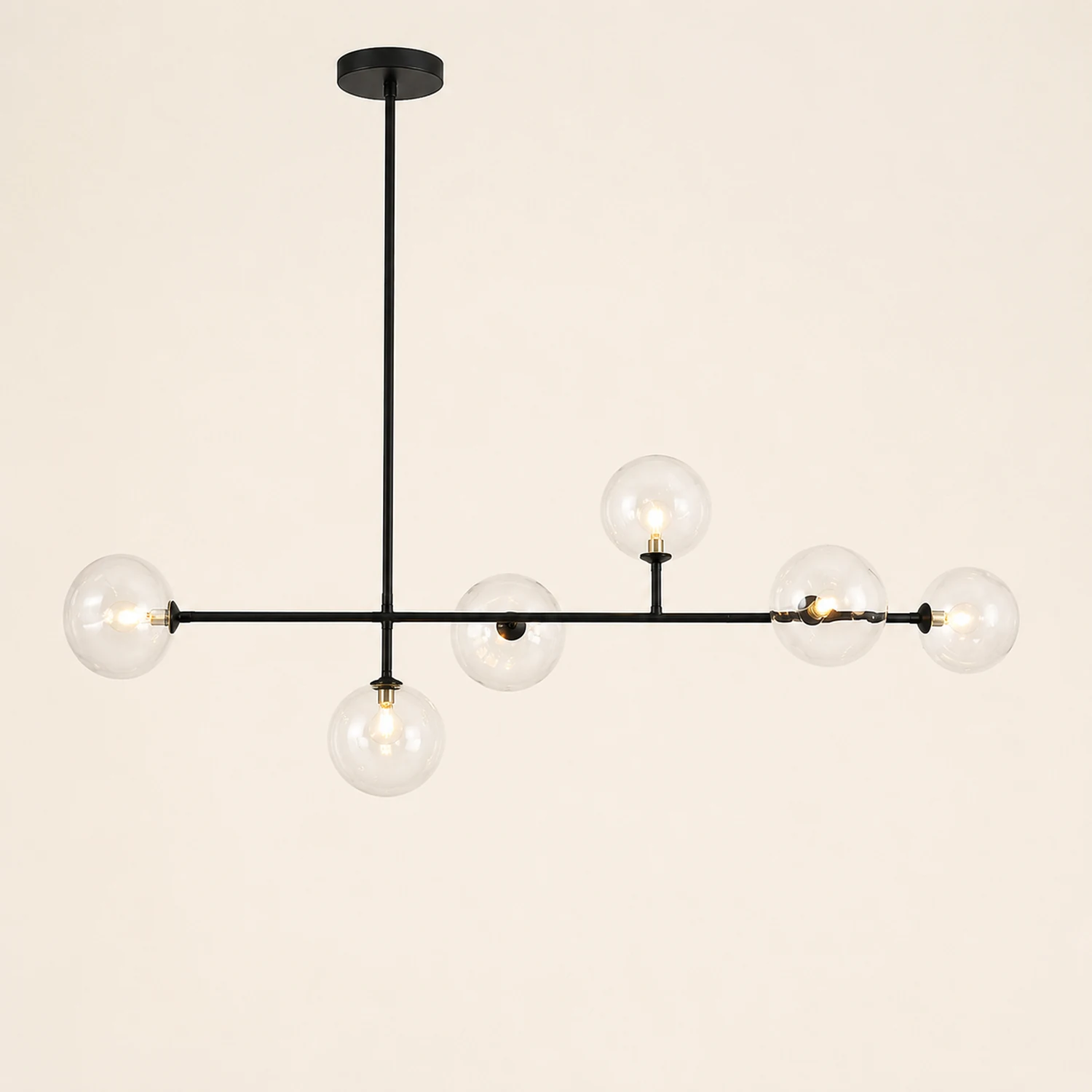 Valentina Pendelleuchte aus Klarglas, 6-flammig, 125CM Lang - Lumpaz
