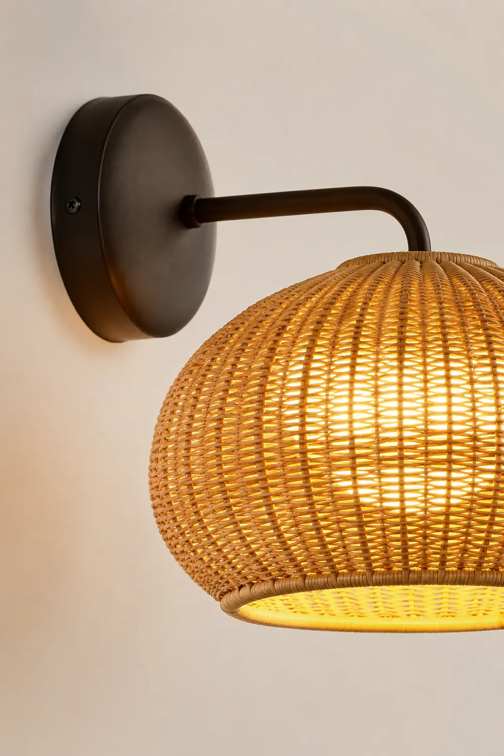 Ritta Außenwandleuchte Bauernhof, Metall & Rattan, 33CM Lang - Lumpaz