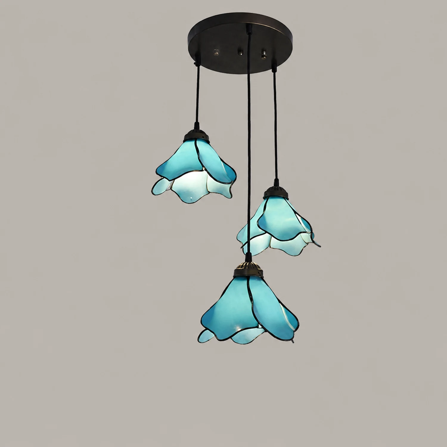 Félicie Pendelleuchte Blumenform aus Glas, 4 Farben, 1/3-flammig - Lumpaz