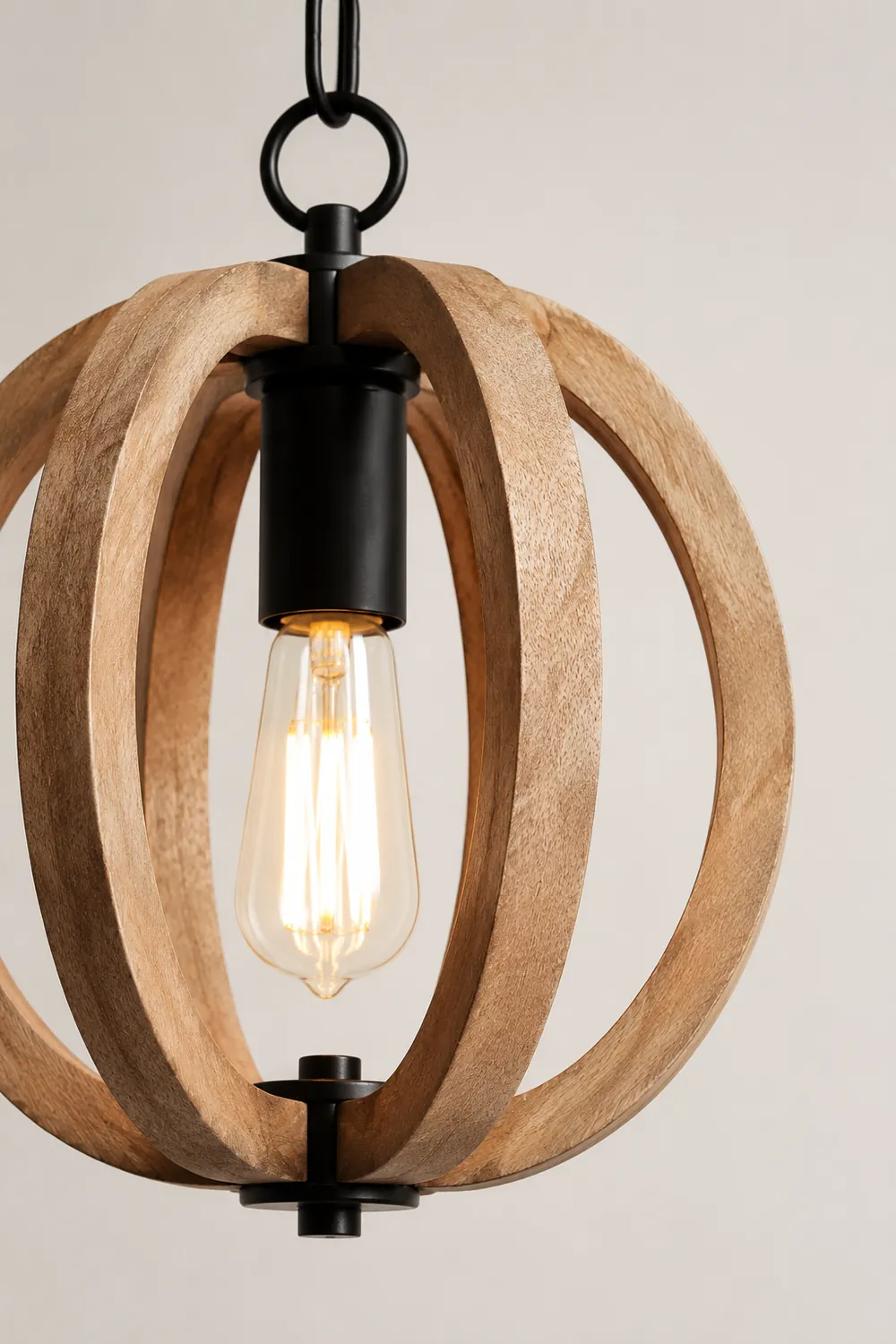Alessio Kugel/Kürbis Pendelleuchte aus Holz, ∅22/23/33CM - Lumpaz