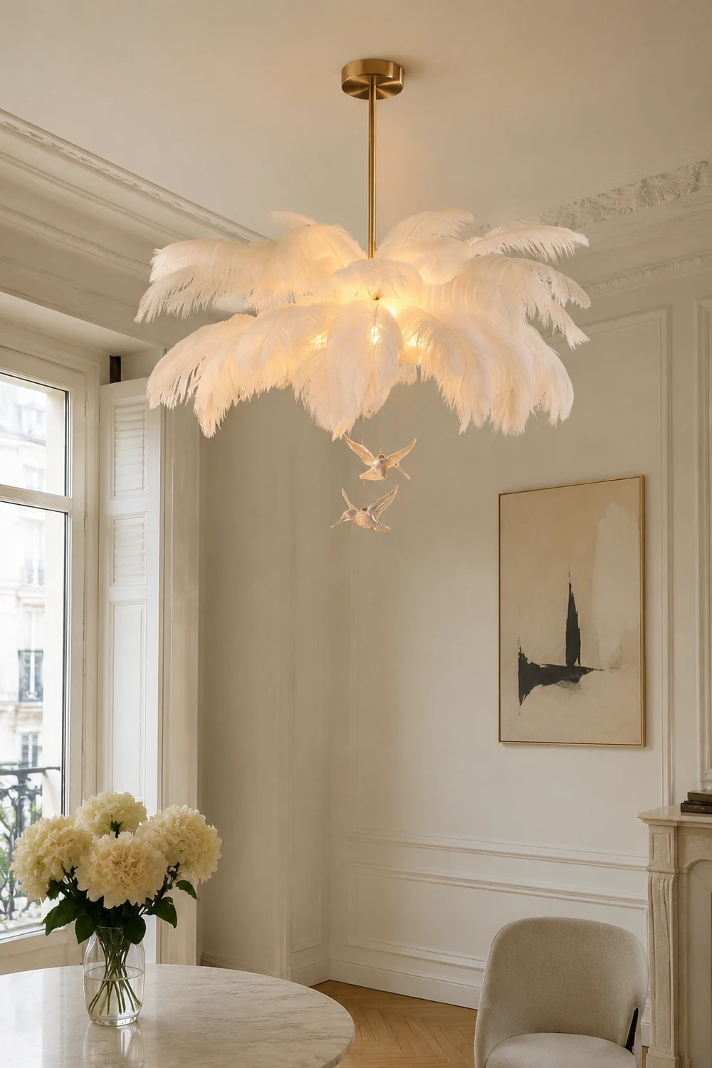 O'Moore  Kronleuchter Straußenfeder Vögel, 2 Stile, ∅56CM/60CM/65CM - Lumpaz
