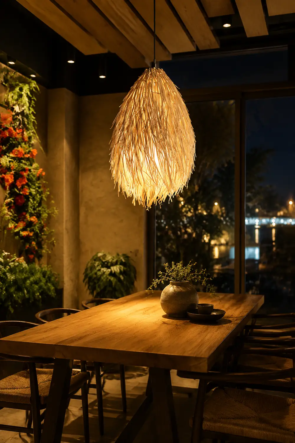 Muto Pendelleuchte Rattan, 35CMx53CM - Lumpaz