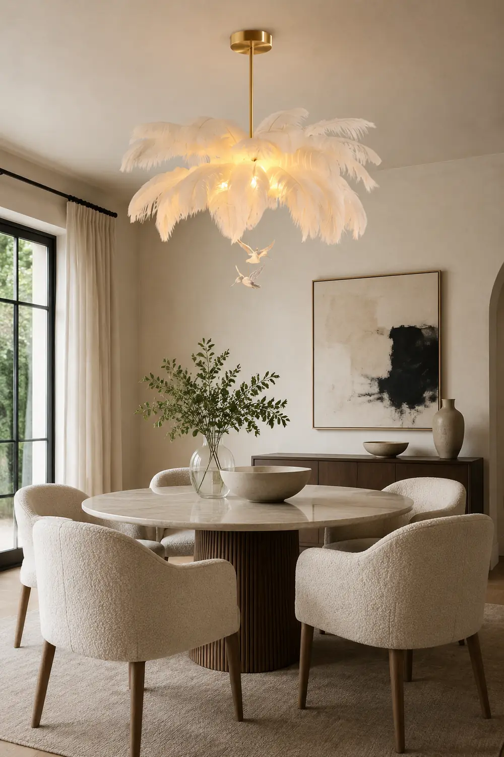 O'Moore  Kronleuchter Straußenfeder Vögel, 2 Stile, ∅56CM/60CM/65CM - Lumpaz