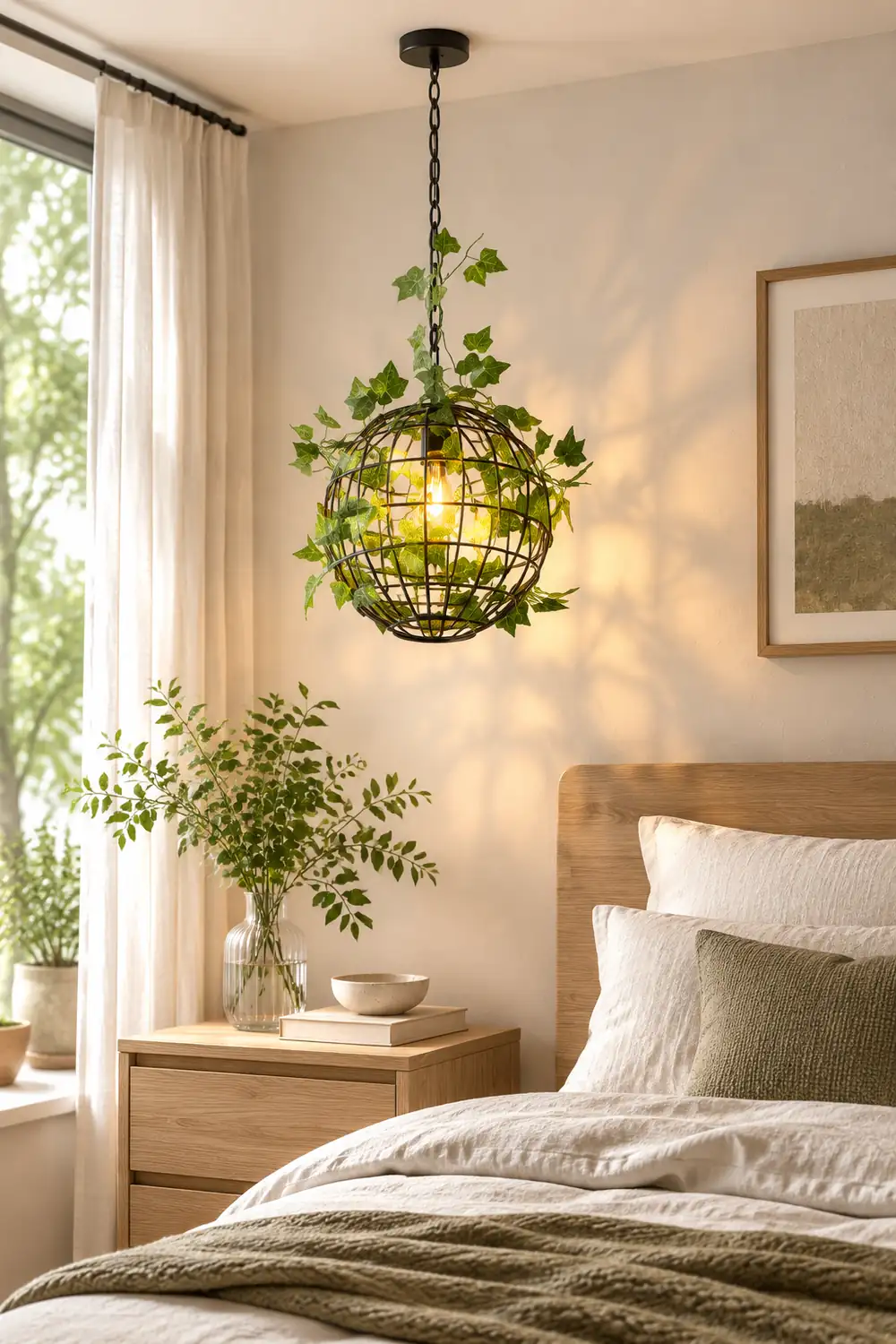 Nest Modern Pendelleuchte mit Planzendekor, 3 Farben, ∅30CM - Lumpaz