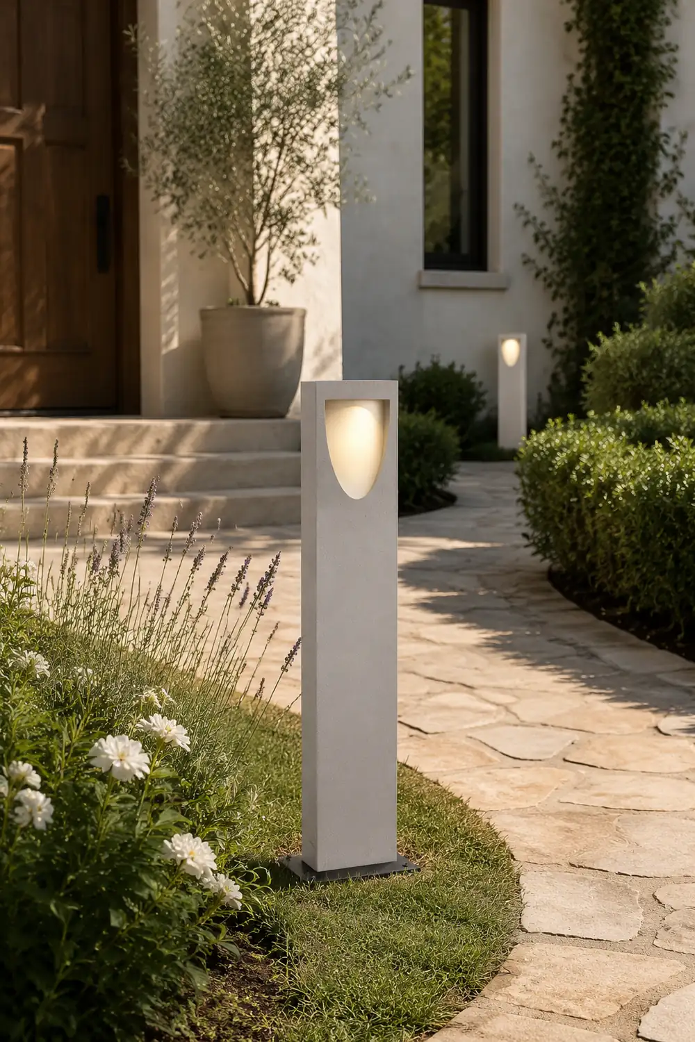 Pena Reflektion Minimalistisch Außen-Pollerleuchte Grau, Metall & Aluminium, 80CM Lang - Lumpaz