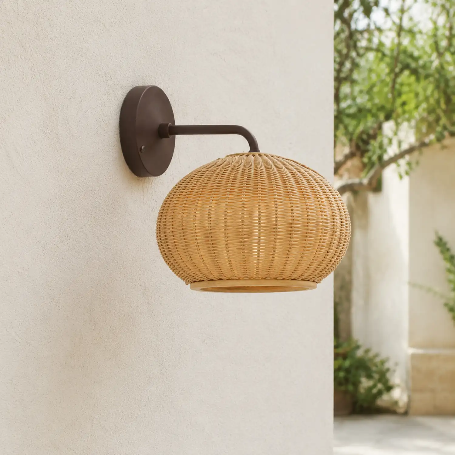 Ritta Außenwandleuchte Bauernhof, Metall & Rattan, 33CM Lang - Lumpaz