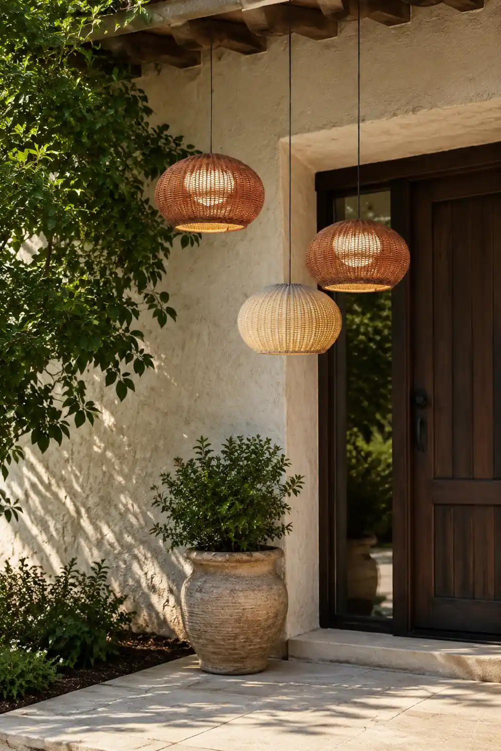 Ritta Außenpendelleuchte, Metall & Rattan, 2 Farben, ∅40/60CM - Lumpaz