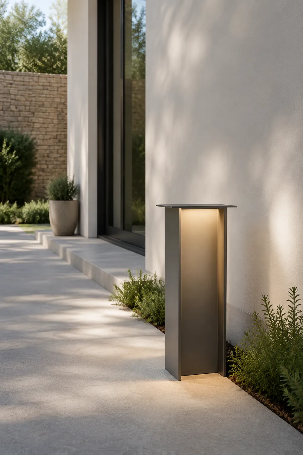 Orr Modern Außen-Pollerleuchte Grau Solar, 32CM/72CM Lang - Lumpaz
