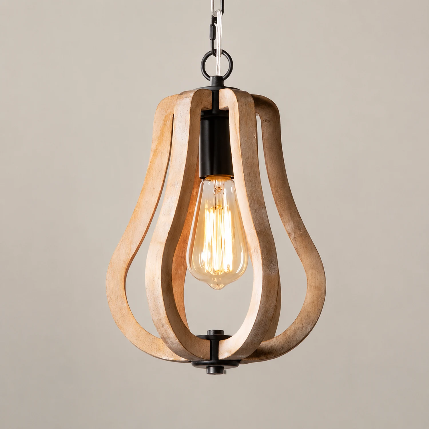 Alessio Kugel/Kürbis Pendelleuchte aus Holz, ∅22/23/33CM - Lumpaz