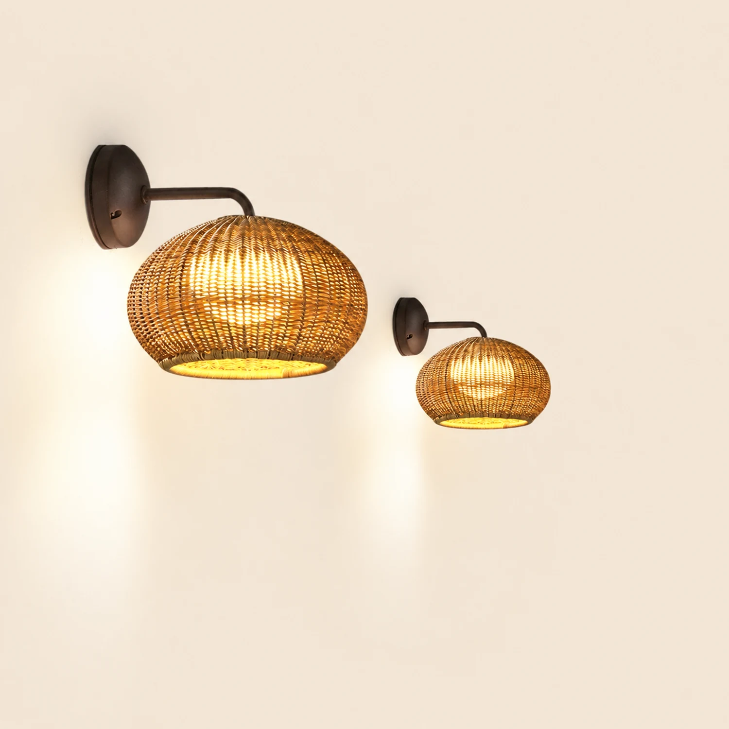 Ritta Außenwandleuchte Bauernhof, Metall & Rattan, 33CM Lang - Lumpaz