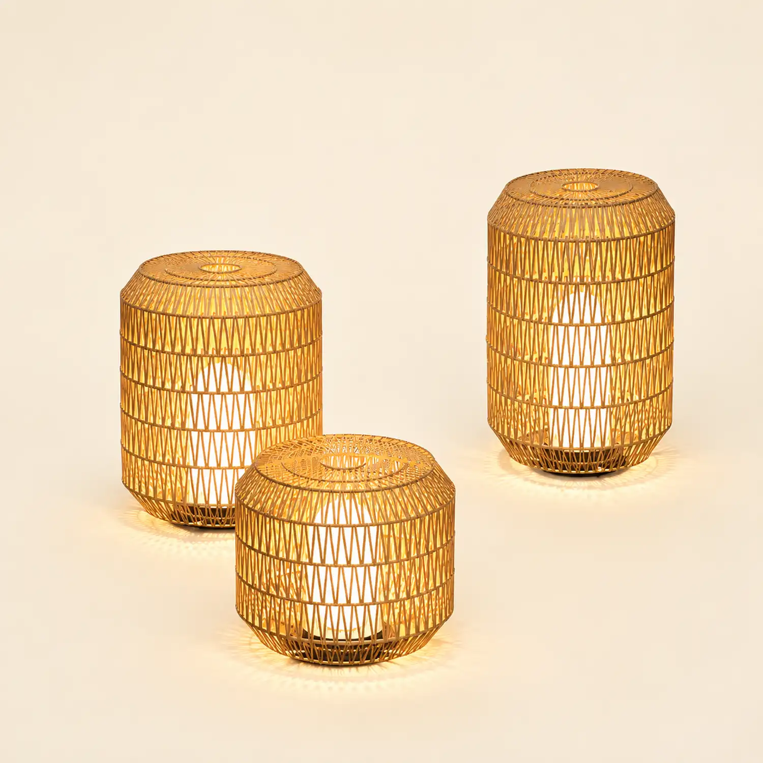 Ritta Außenstehleuchte Bauernhof, Metall & Rattan, ∅28/41/52CM - Lumpaz