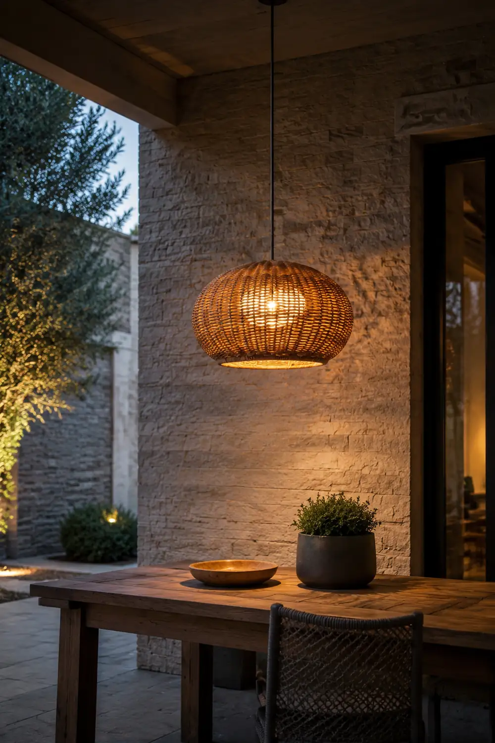 Ritta Außenpendelleuchte, Metall & Rattan, 2 Farben, ∅40/60CM - Lumpaz