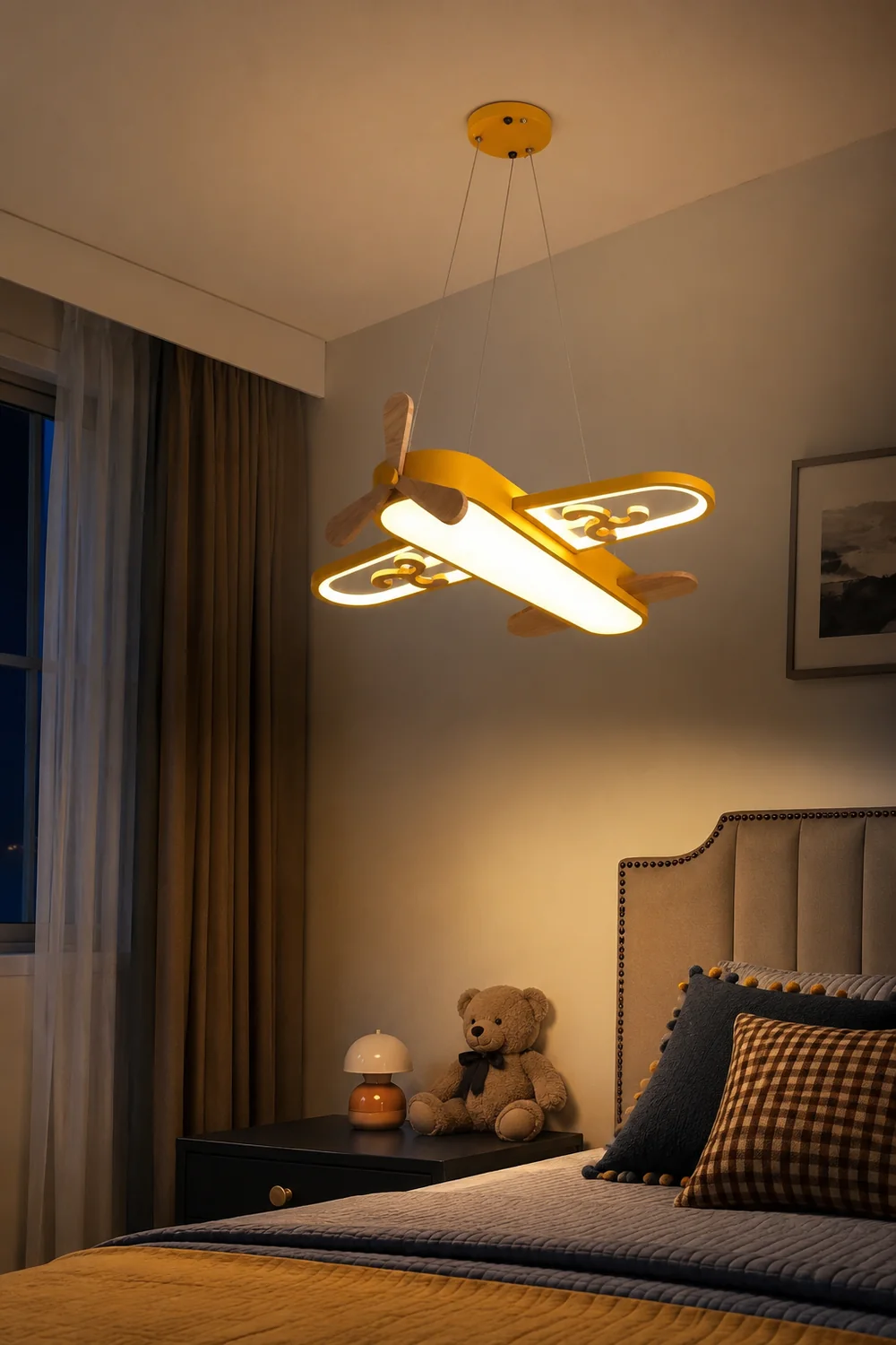 Minori Pendelleuchte Flugzeugform, 2 Farben, 55/67CM Lang - Lumpaz