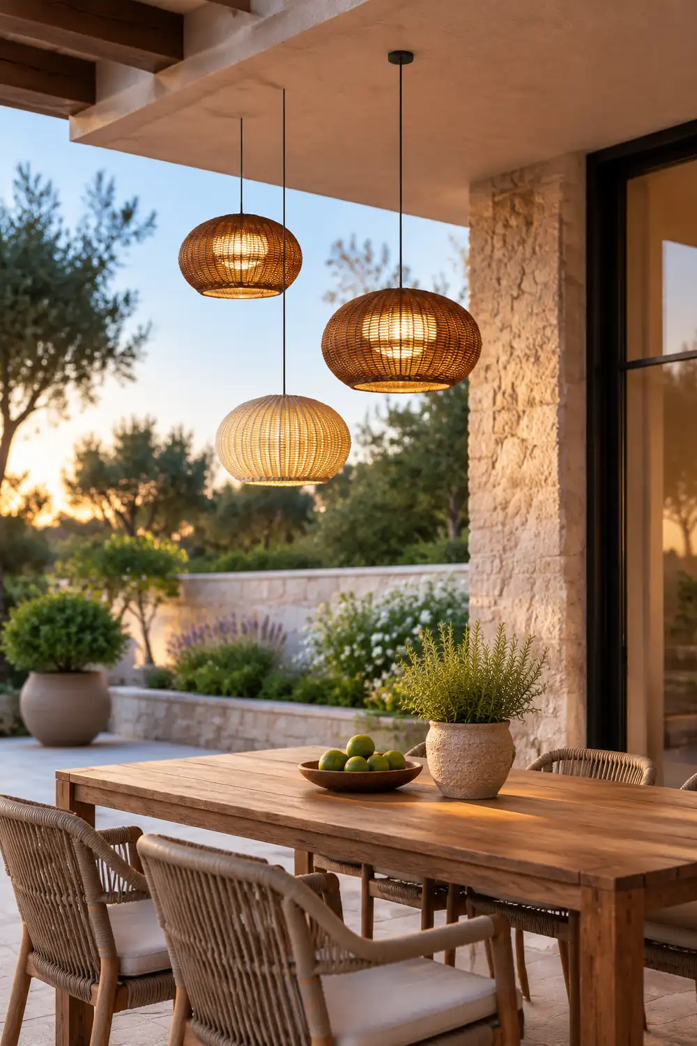 Ritta Außenpendelleuchte, Metall & Rattan, 2 Farben, ∅40/60CM - Lumpaz