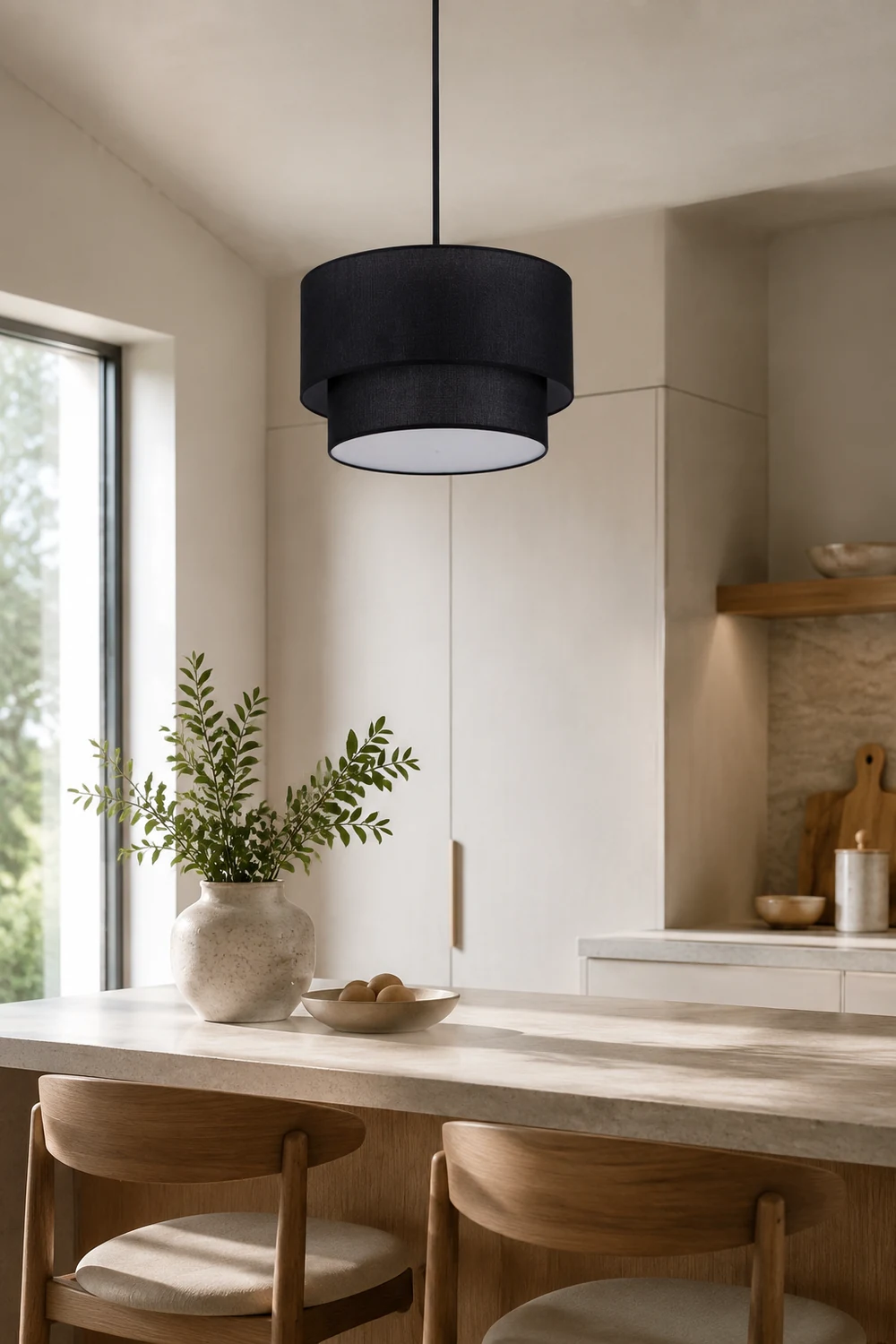 Renée Minimalistisch Pendelleuchte aus Textil, 3 Farben, ∅40CM - Lumpaz