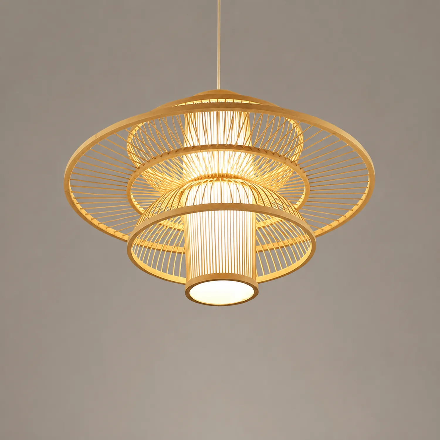 Muto Pendelleuchte Lotosförmig, Bambus, 2 Farben, ∅40CM/50CM/60CM - Lumpaz