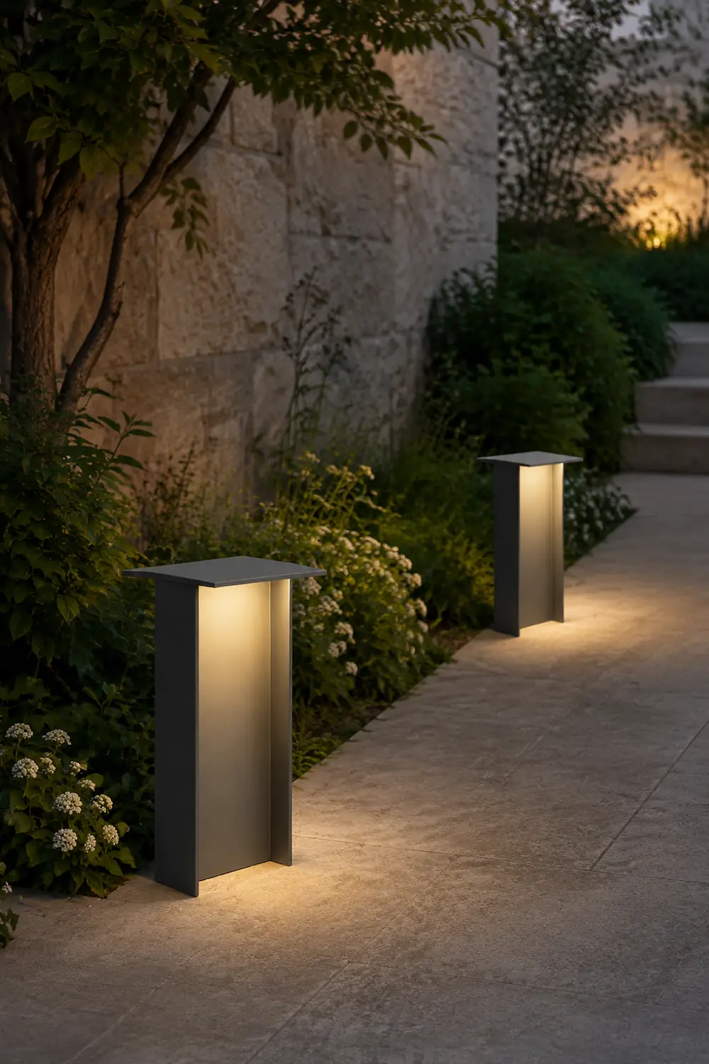 Orr Modern Außen-Pollerleuchte Grau Solar, 32CM/72CM Lang - Lumpaz
