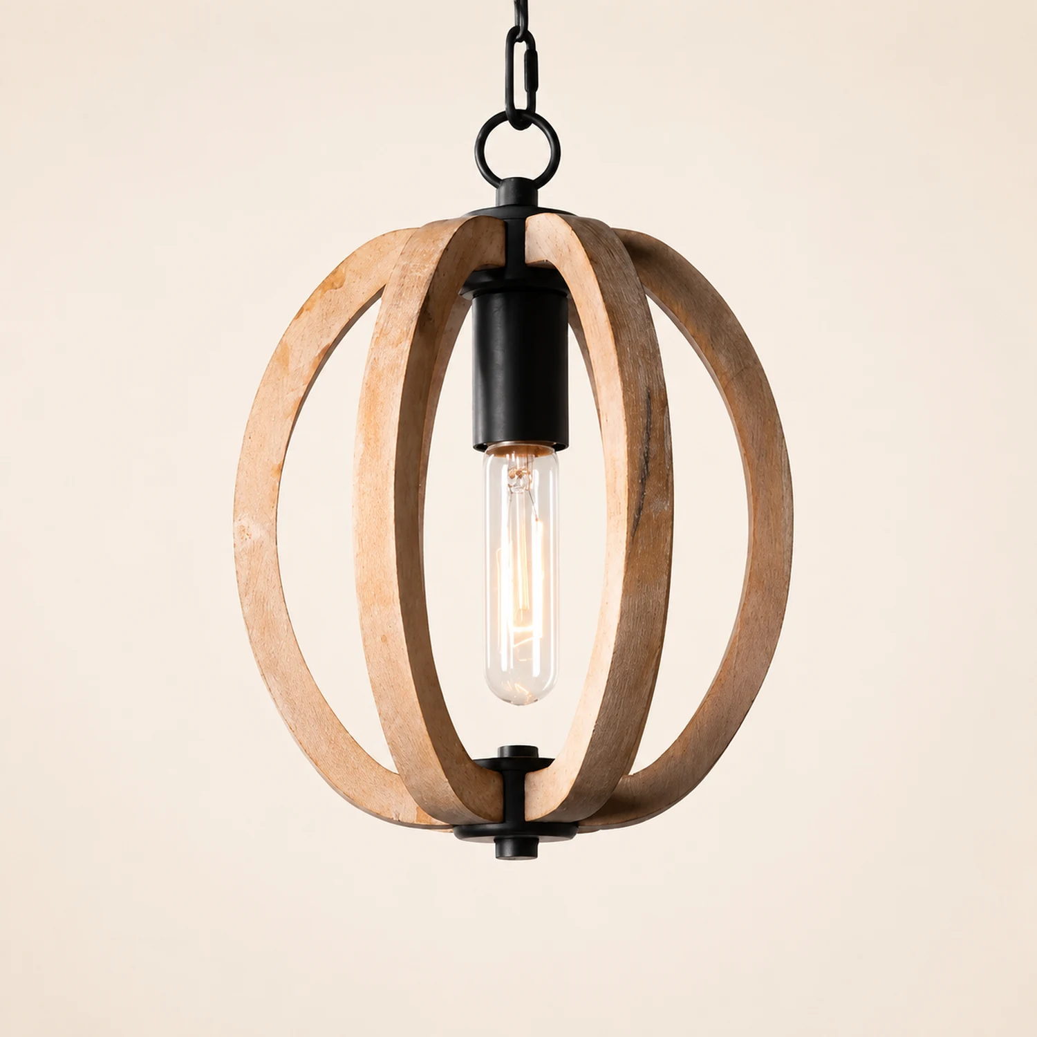Alessio Kugel/Kürbis Pendelleuchte aus Holz, ∅22/23/33CM - Lumpaz