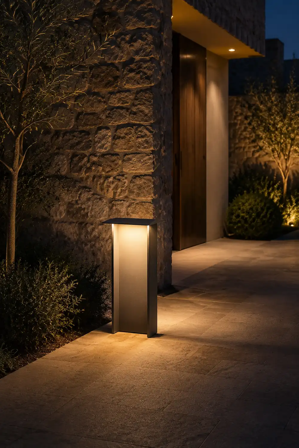 Orr Modern Außen-Pollerleuchte Grau Solar, 32CM/72CM Lang - Lumpaz