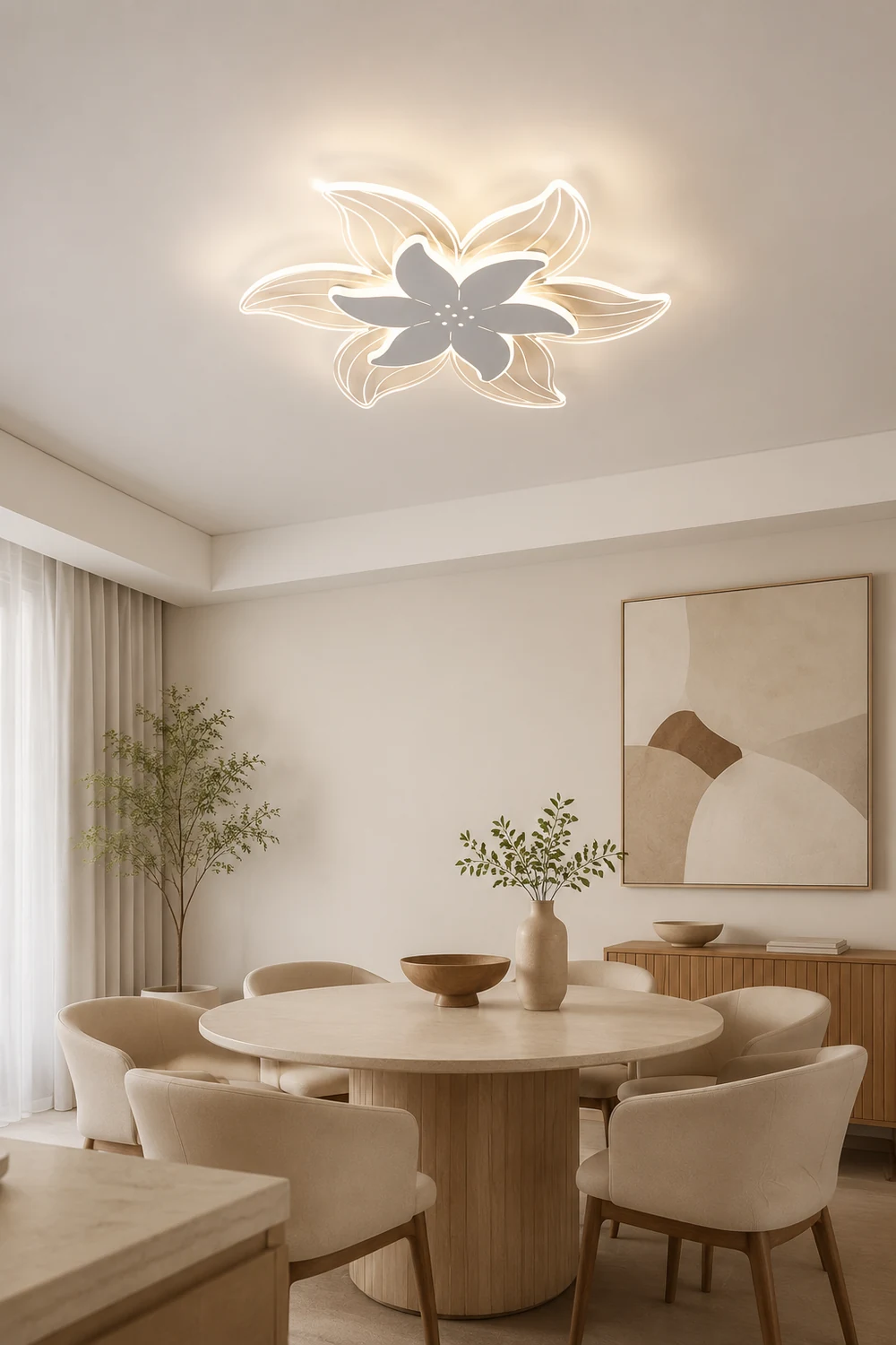 Hana Deckenleuchte Blumenform Weiß, 42/52CM Lang - Lumpaz