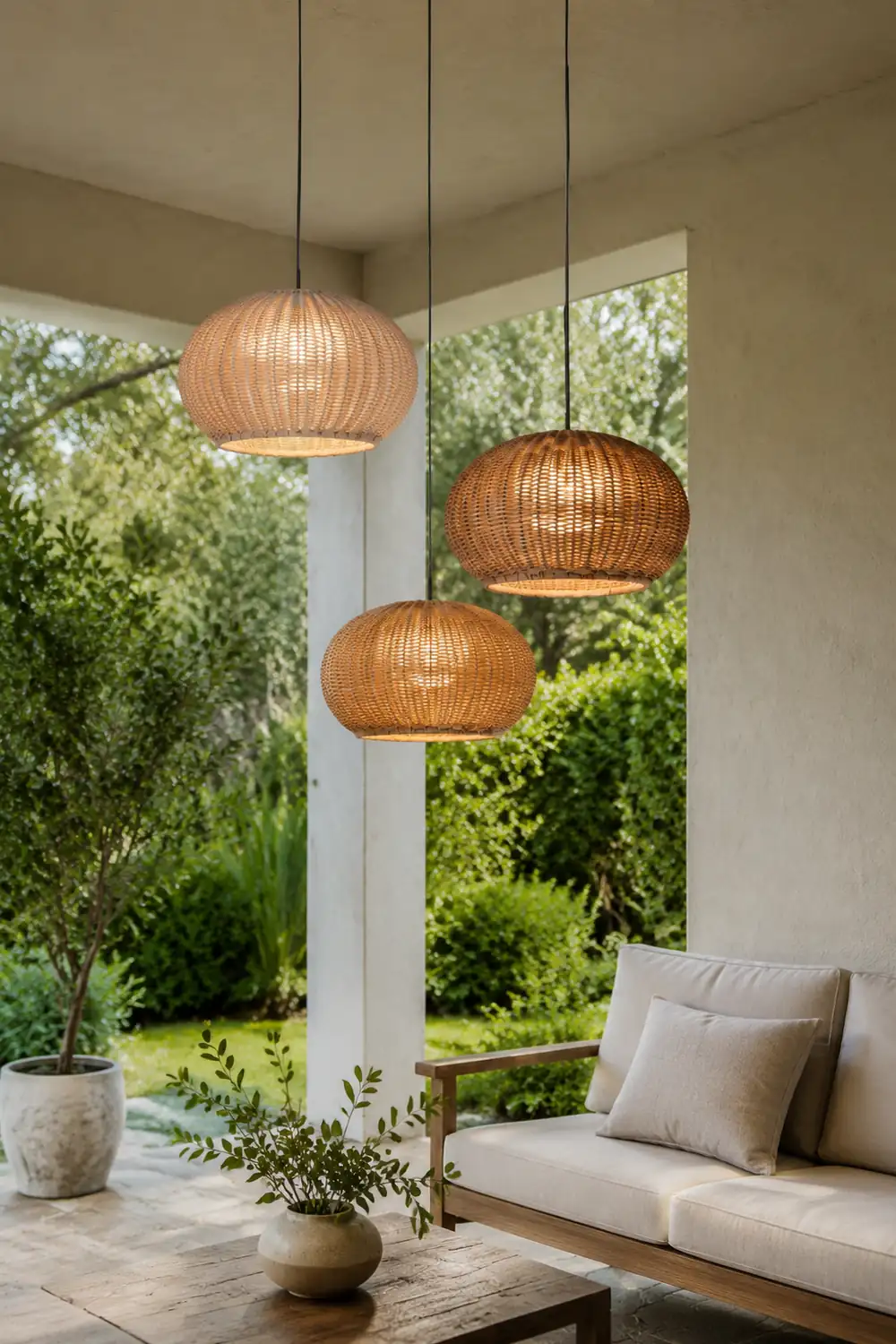 Ritta Außenpendelleuchte, Metall & Rattan, 2 Farben, ∅40/60CM - Lumpaz
