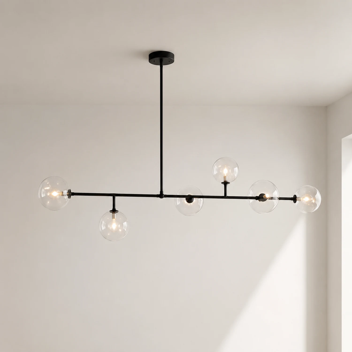 Valentina Pendelleuchte aus Klarglas, 6-flammig, 125CM Lang - Lumpaz