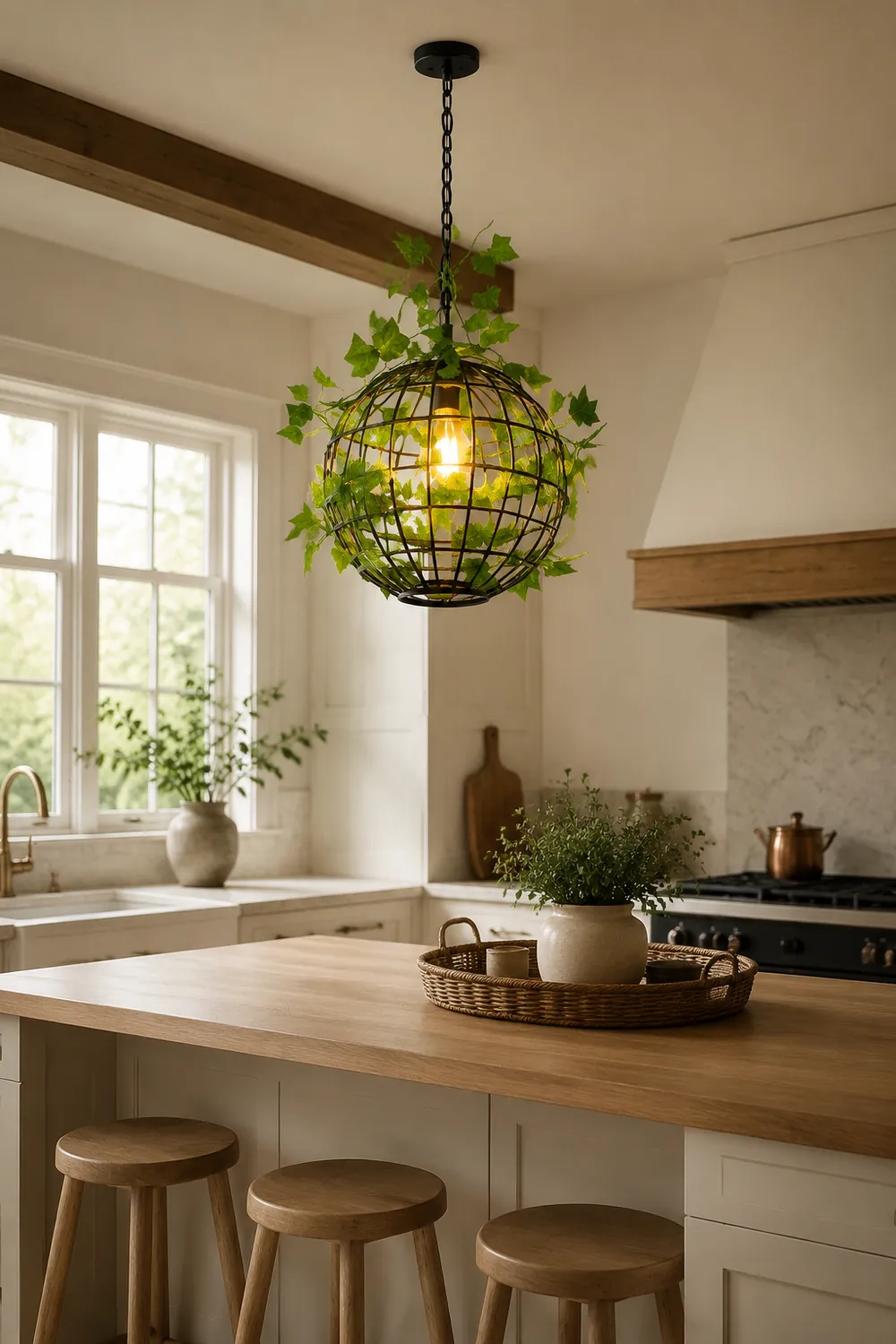Nest Modern Pendelleuchte mit Planzendekor, 3 Farben, ∅30CM - Lumpaz
