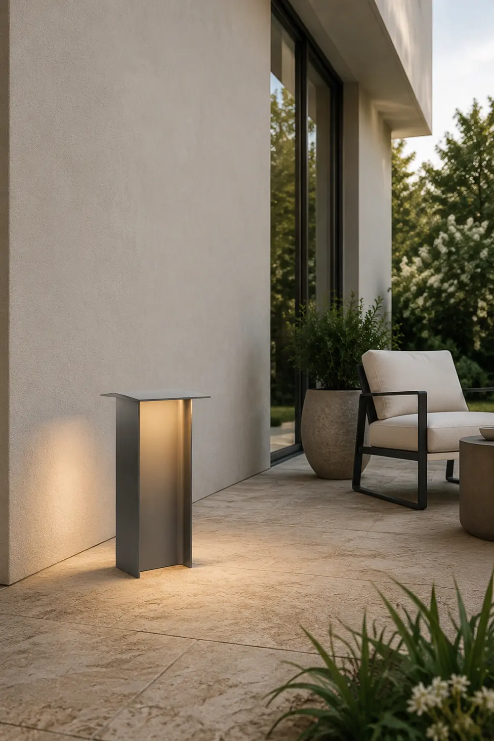 Orr Modern Außen-Pollerleuchte Grau Solar, 32CM/72CM Lang - Lumpaz