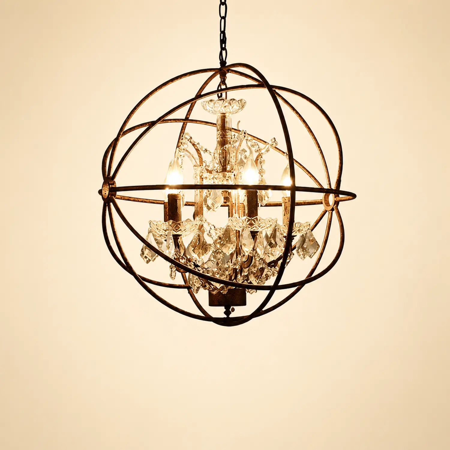 Kristy Vintage Pendelleuchte aus Kristall & Metall, 2 Farben, ∅40CM - Lumpaz
