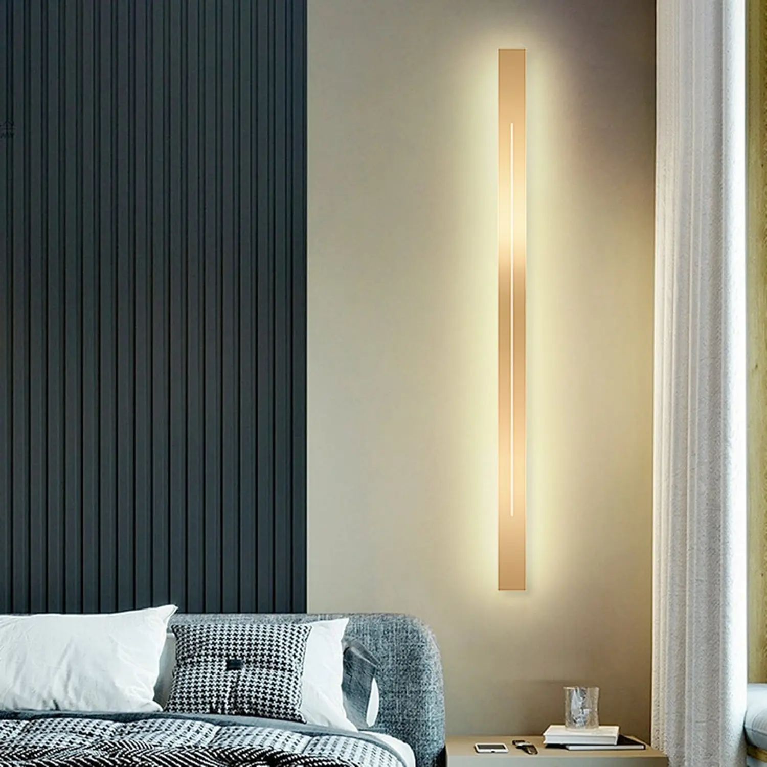 Edge Innenwandleuchte, Schwarz & Gold, 60/80/100/120/150/180/200CM Lang - Lumpaz