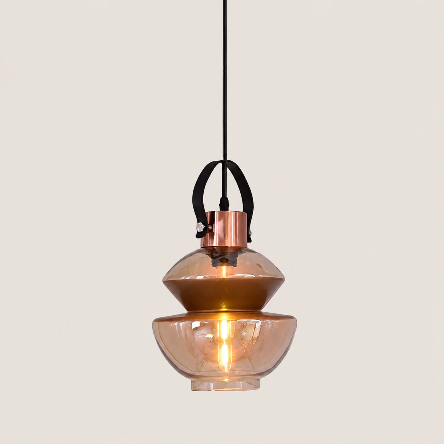 Alessio Pendelleuchte aus Klarglas & Kupfer, ∅17/20/25CM - Lumpaz