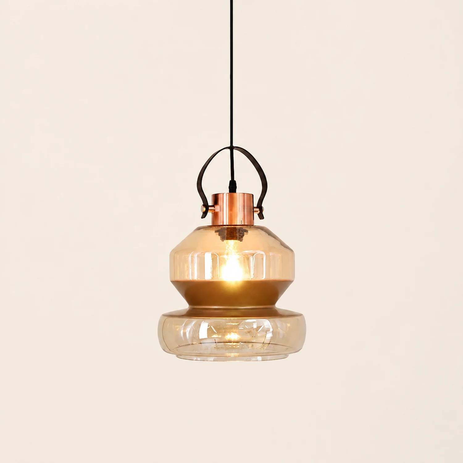 Alessio Pendelleuchte aus Klarglas & Kupfer, ∅17/20/25CM - Lumpaz