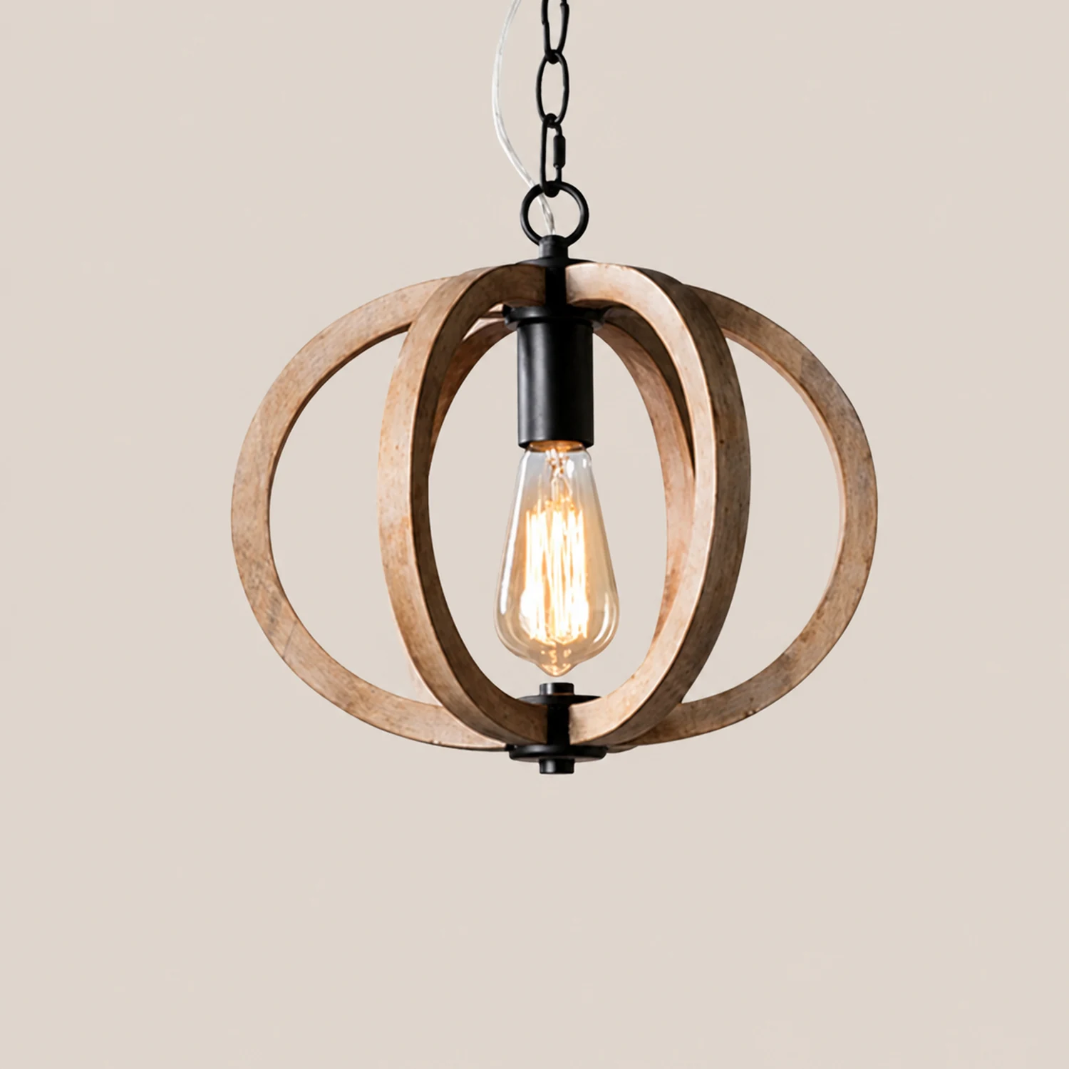 Alessio Kugel/Kürbis Pendelleuchte aus Holz, ∅22/23/33CM - Lumpaz