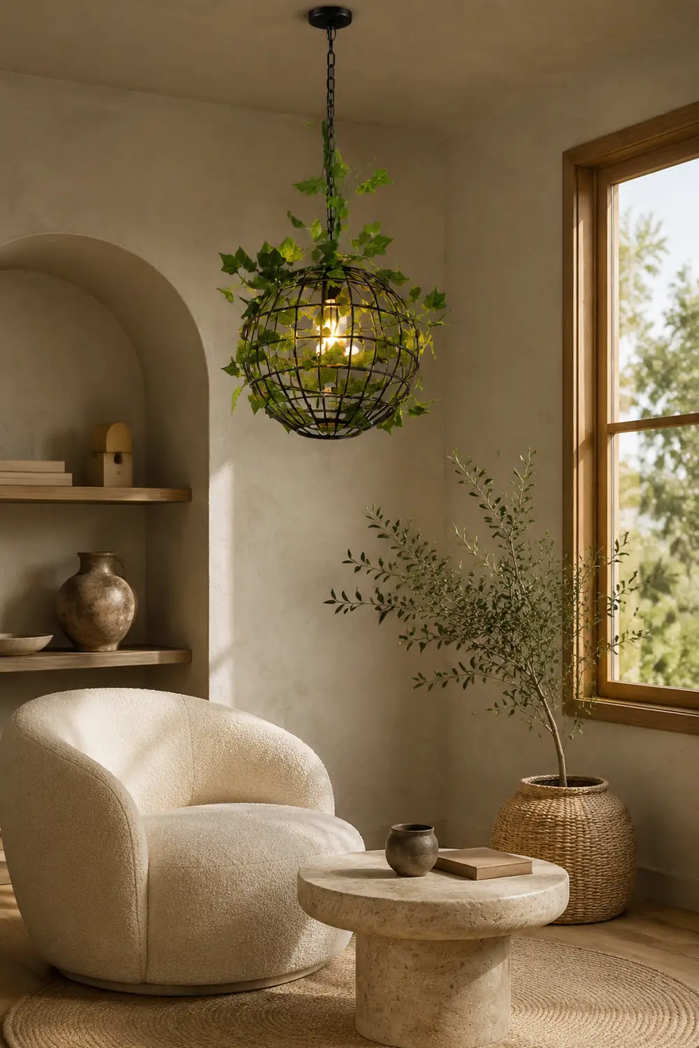 Nest Modern Pendelleuchte mit Planzendekor, 3 Farben, ∅30CM - Lumpaz