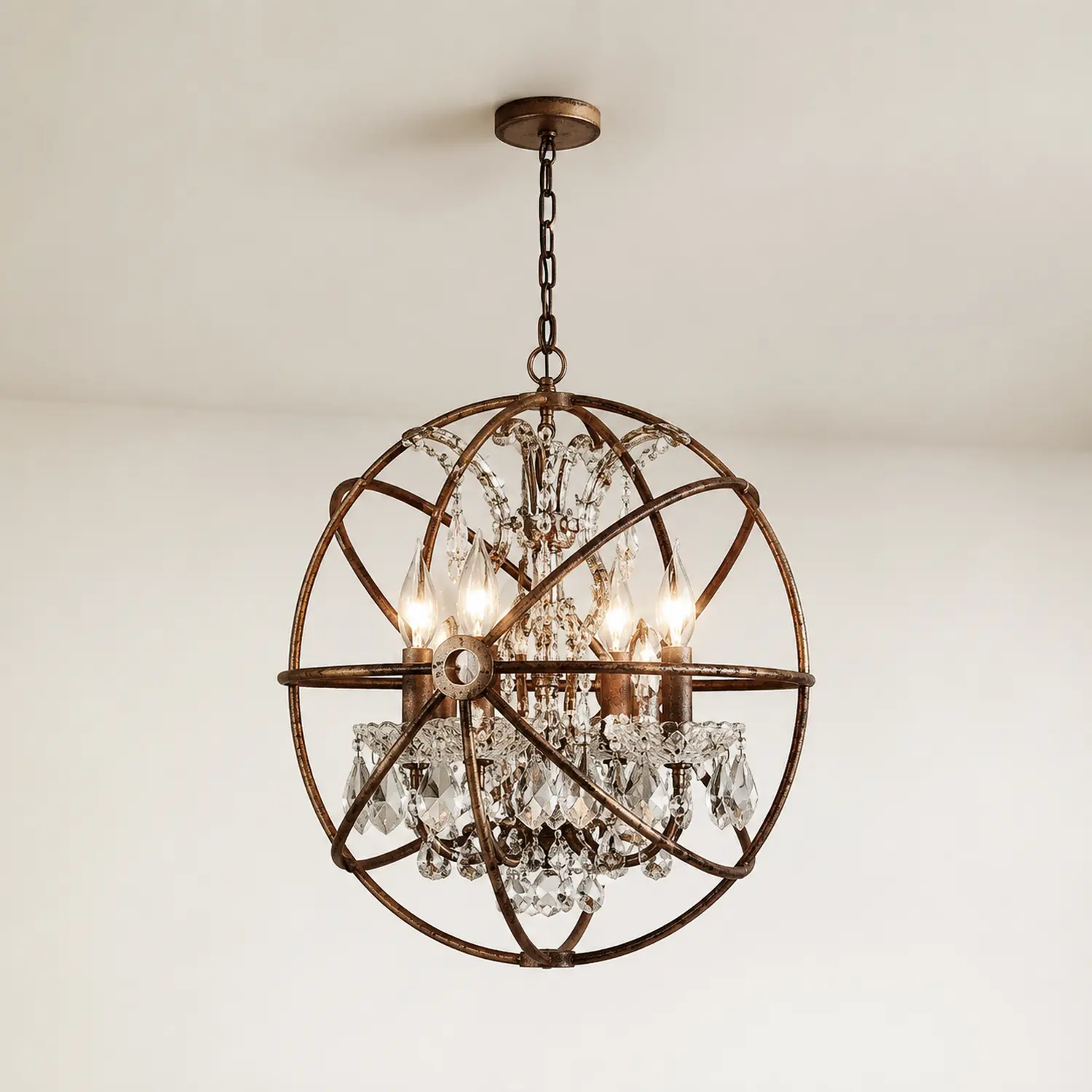 Kristy Vintage Pendelleuchte aus Kristall & Metall, 2 Farben, ∅40CM - Lumpaz