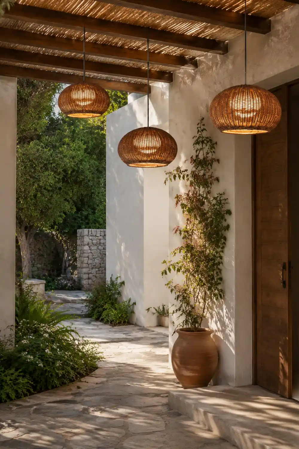 Ritta Außenpendelleuchte, Metall & Rattan, 2 Farben, ∅40/60CM - Lumpaz