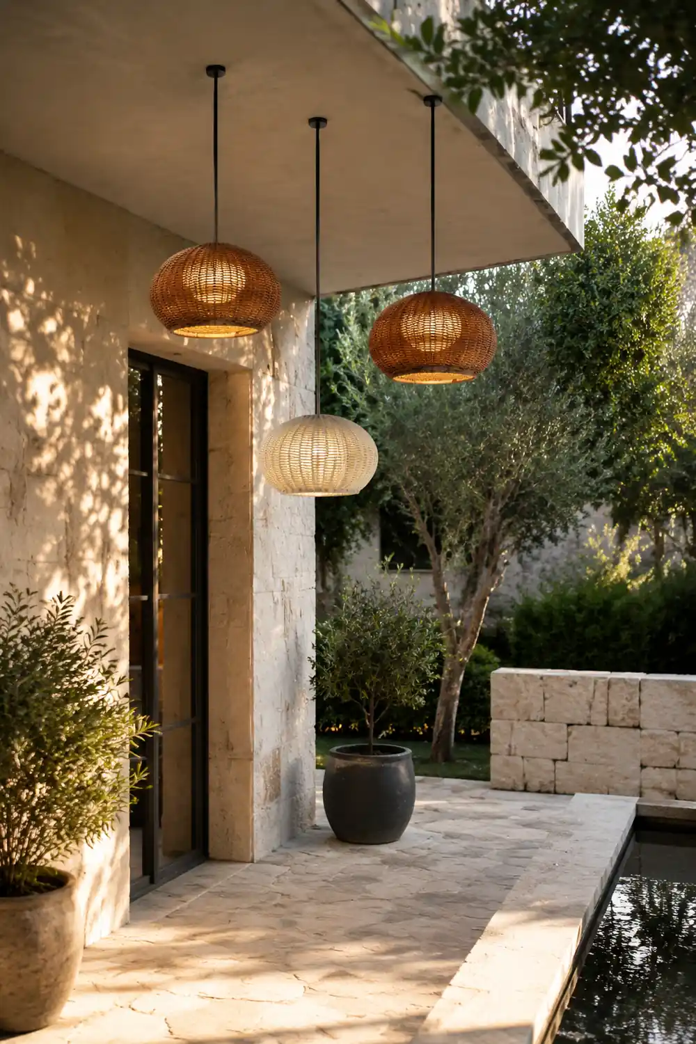Ritta Außenpendelleuchte, Metall & Rattan, 2 Farben, ∅40/60CM - Lumpaz