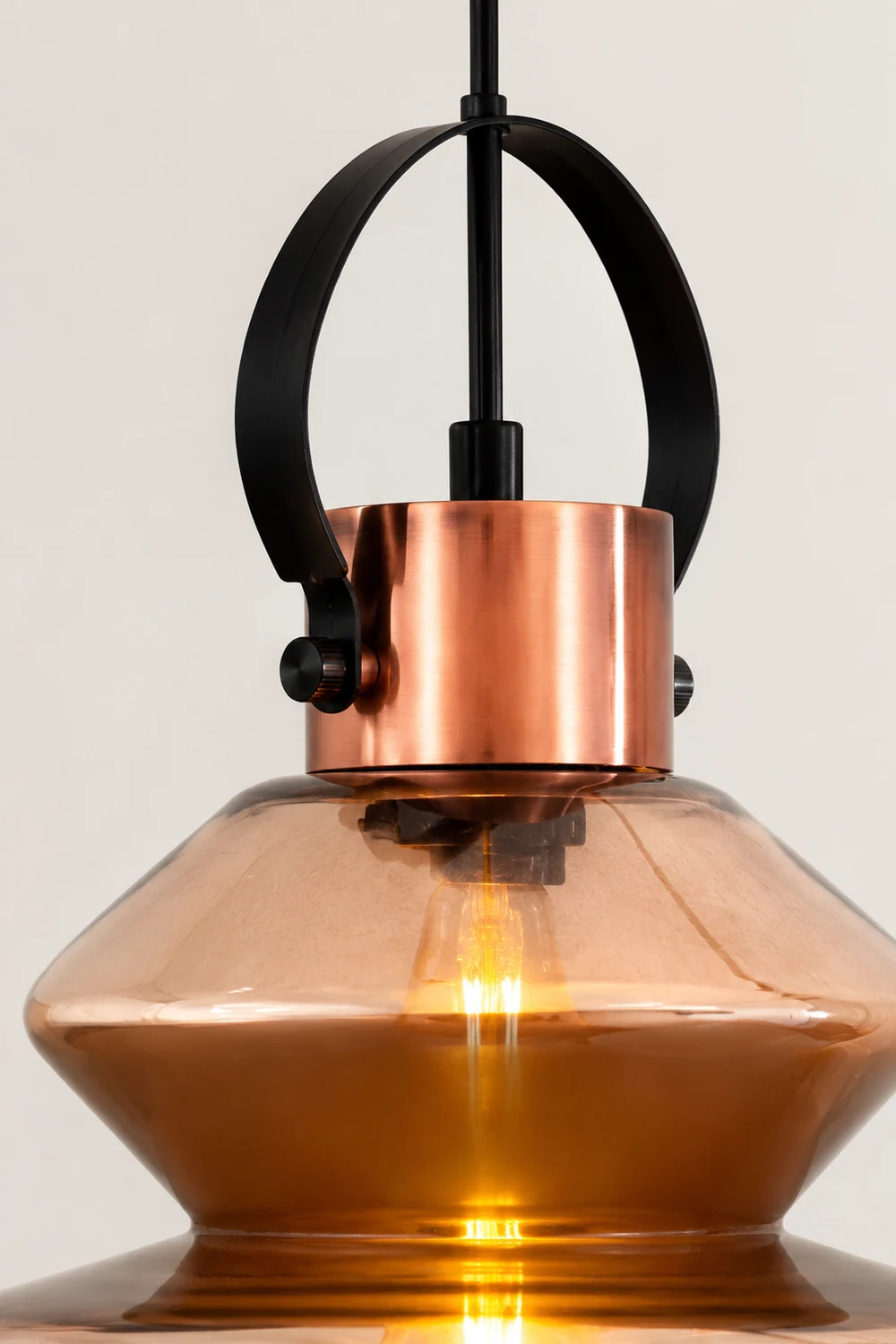 Alessio Pendelleuchte aus Klarglas & Kupfer, ∅17/20/25CM - Lumpaz