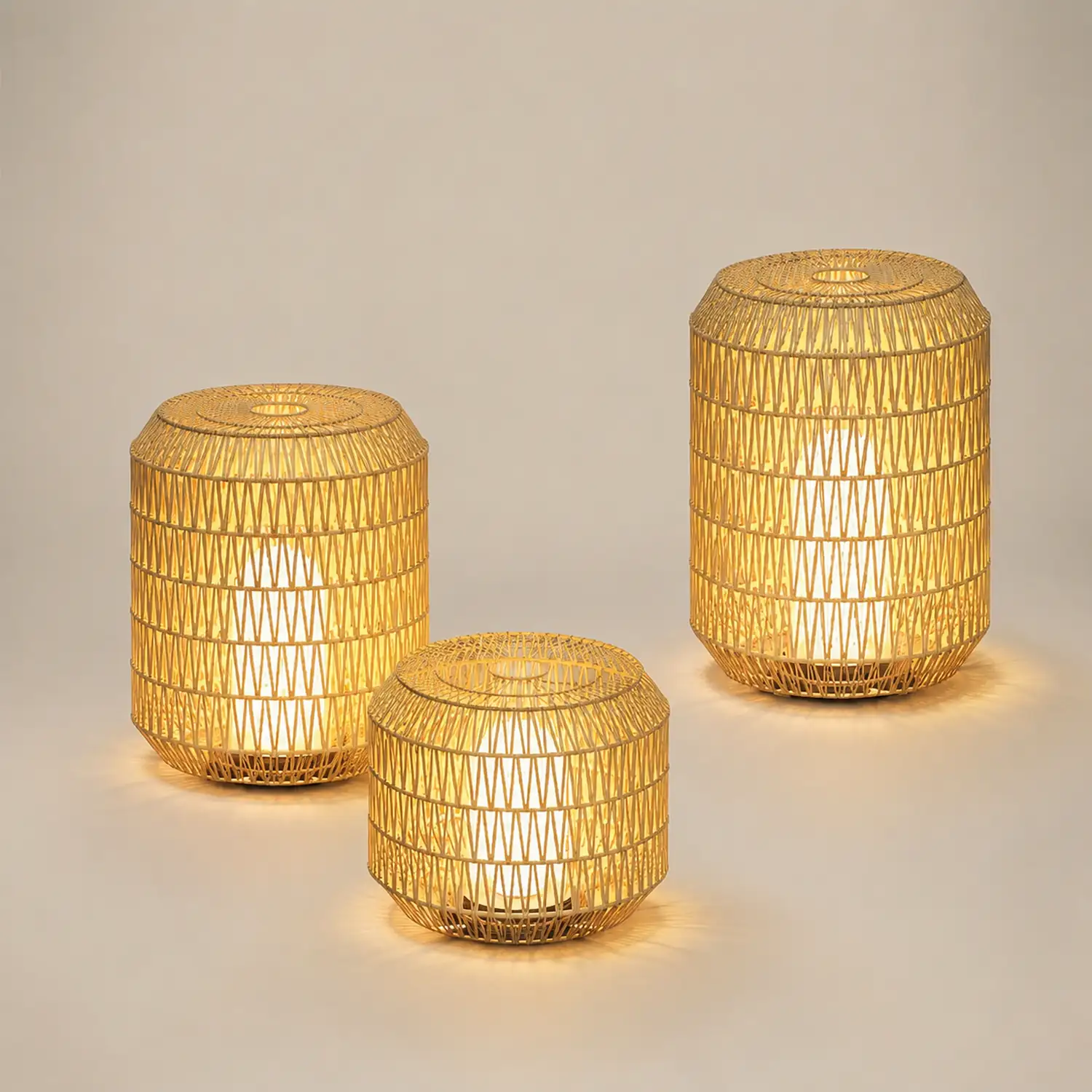 Ritta Außenstehleuchte Bauernhof, Metall & Rattan, ∅28/41/52CM - Lumpaz