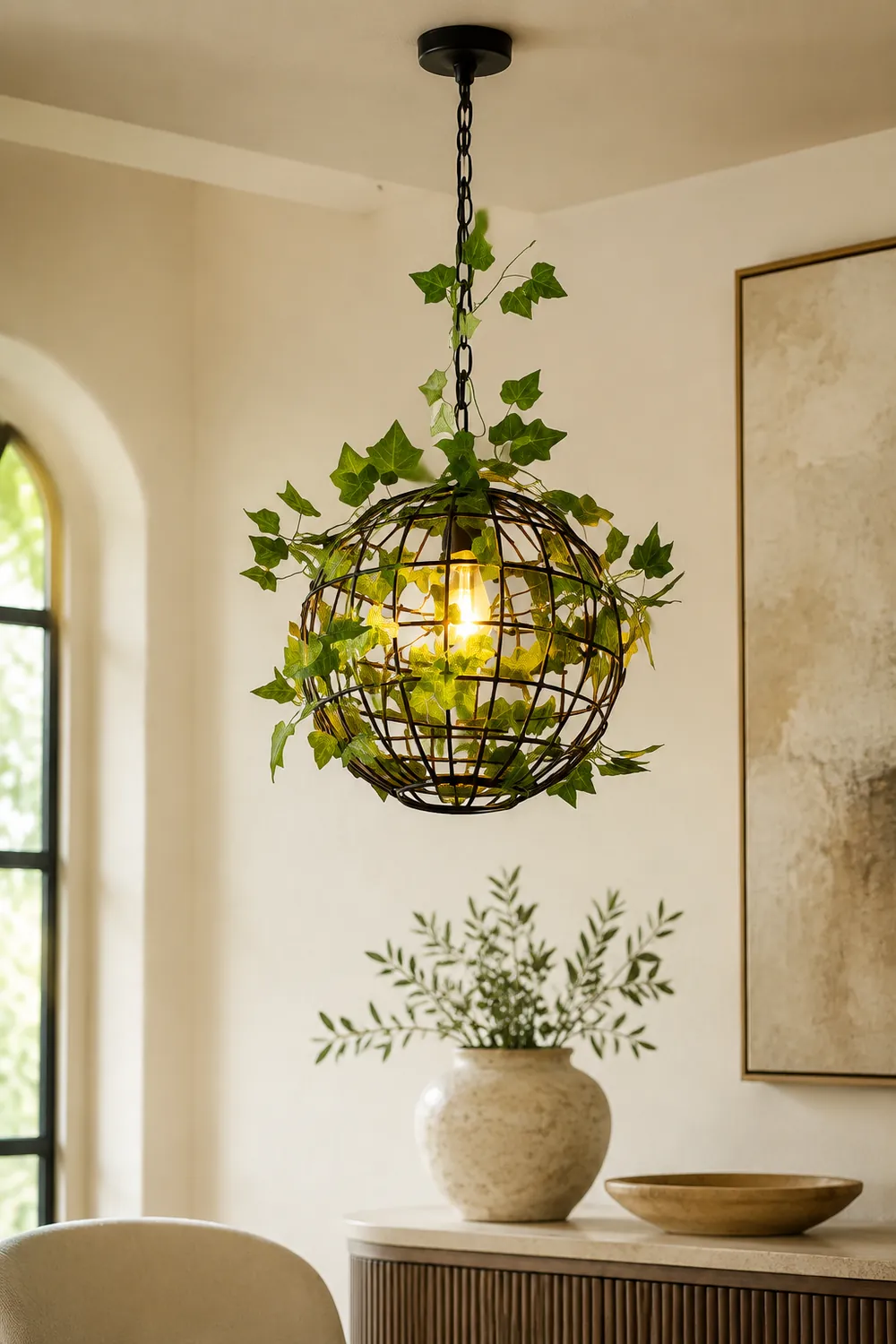 Nest Modern Pendelleuchte mit Planzendekor, 3 Farben, ∅30CM - Lumpaz