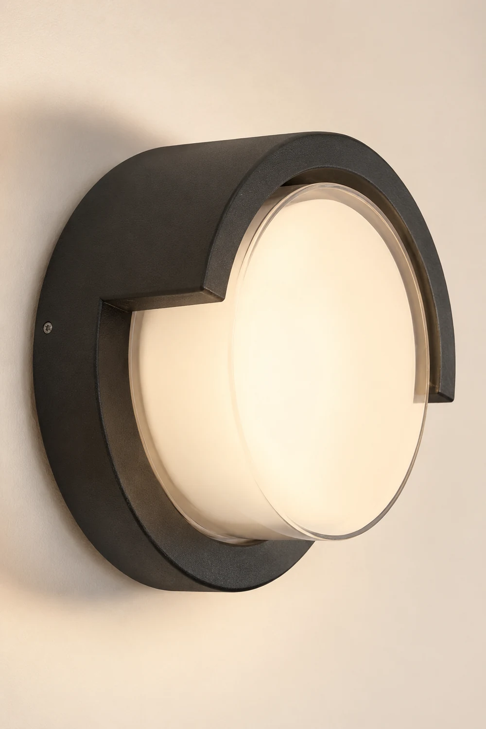 Orr Außenwandleuchte Rund, Schwarz, 2 Stile, 16/17CM Lang - Lumpaz