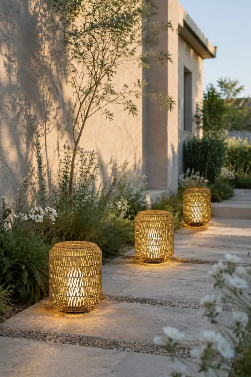 Ritta Außenstehleuchte Bauernhof, Metall & Rattan, ∅28/41/52CM - Lumpaz