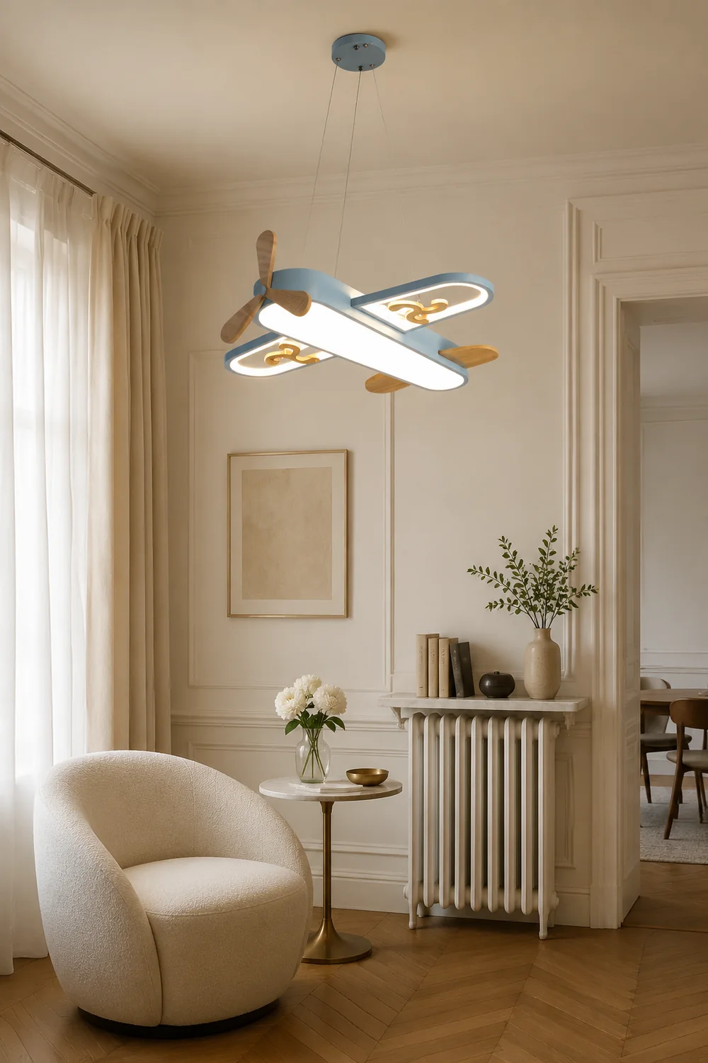 Minori Pendelleuchte Flugzeugform, 2 Farben, 55/67CM Lang - Lumpaz