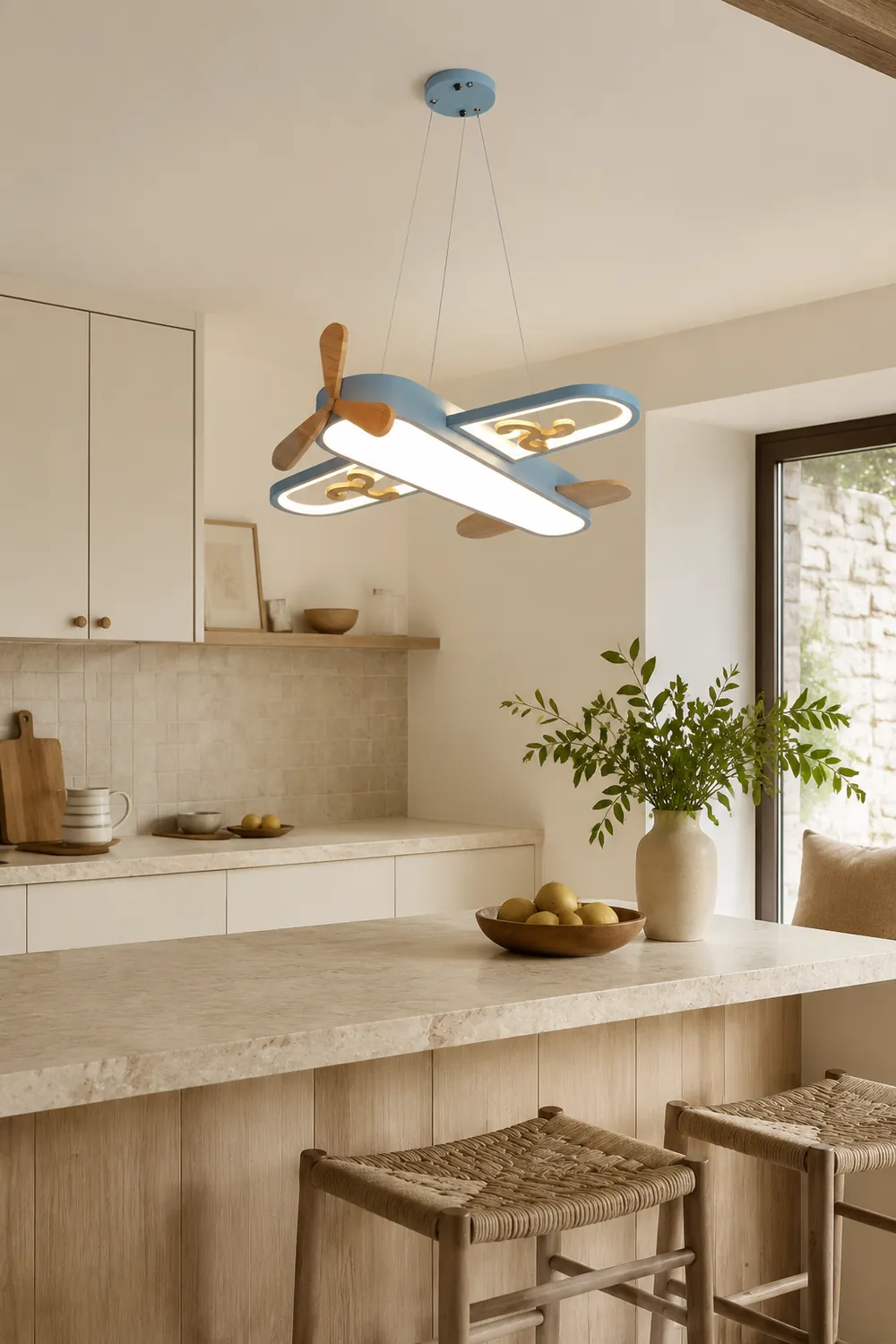 Minori Pendelleuchte Flugzeugform, 2 Farben, 55/67CM Lang - Lumpaz
