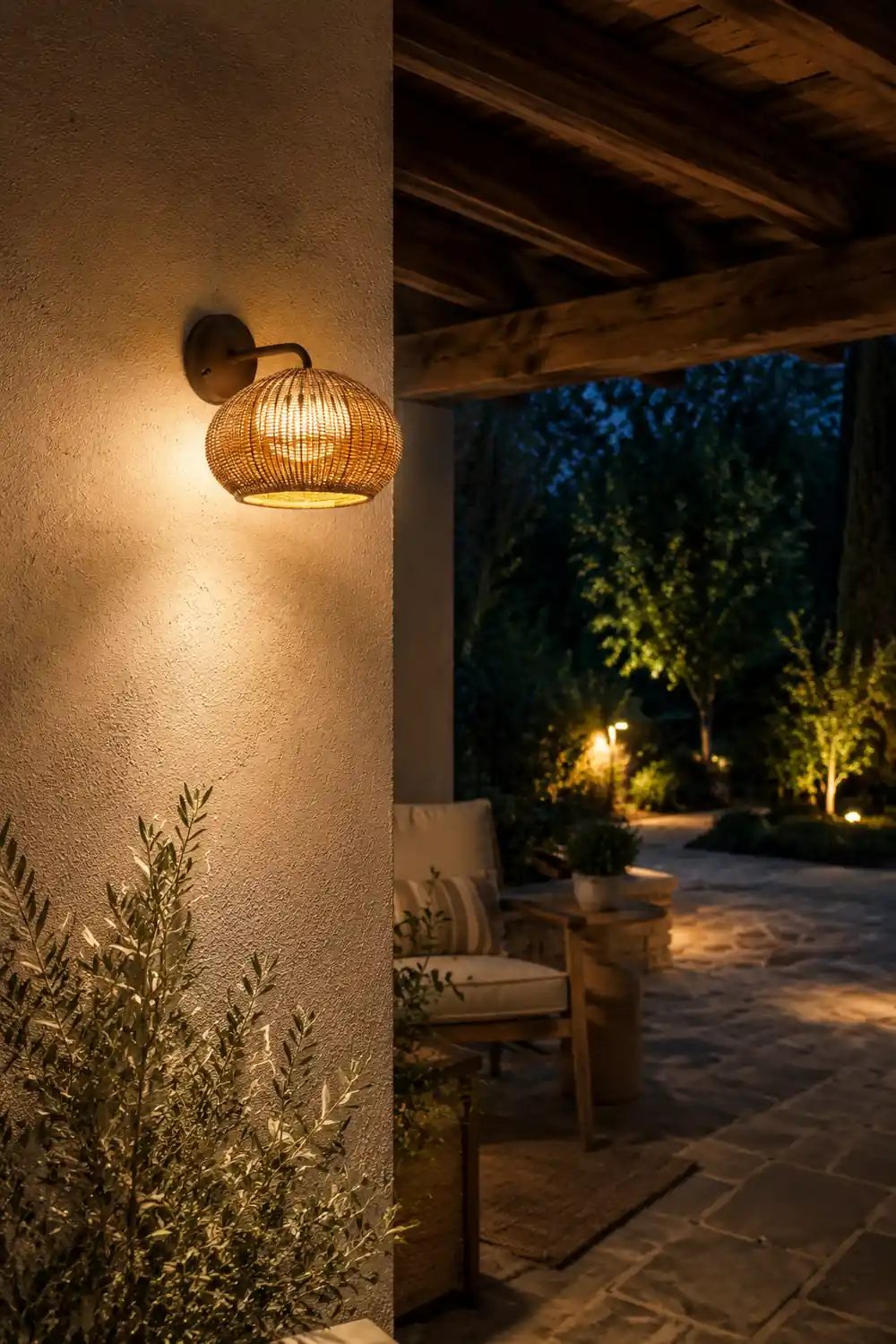 Ritta Außenwandleuchte Bauernhof, Metall & Rattan, 33CM Lang - Lumpaz