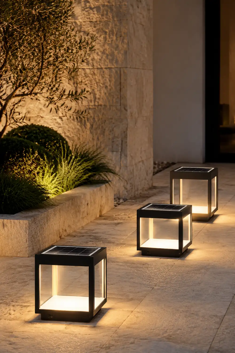 Orr Minimalistisch Außenstehleuchte Solar Schwarz,  27CM/32CM/42CM Lang - Lumpaz