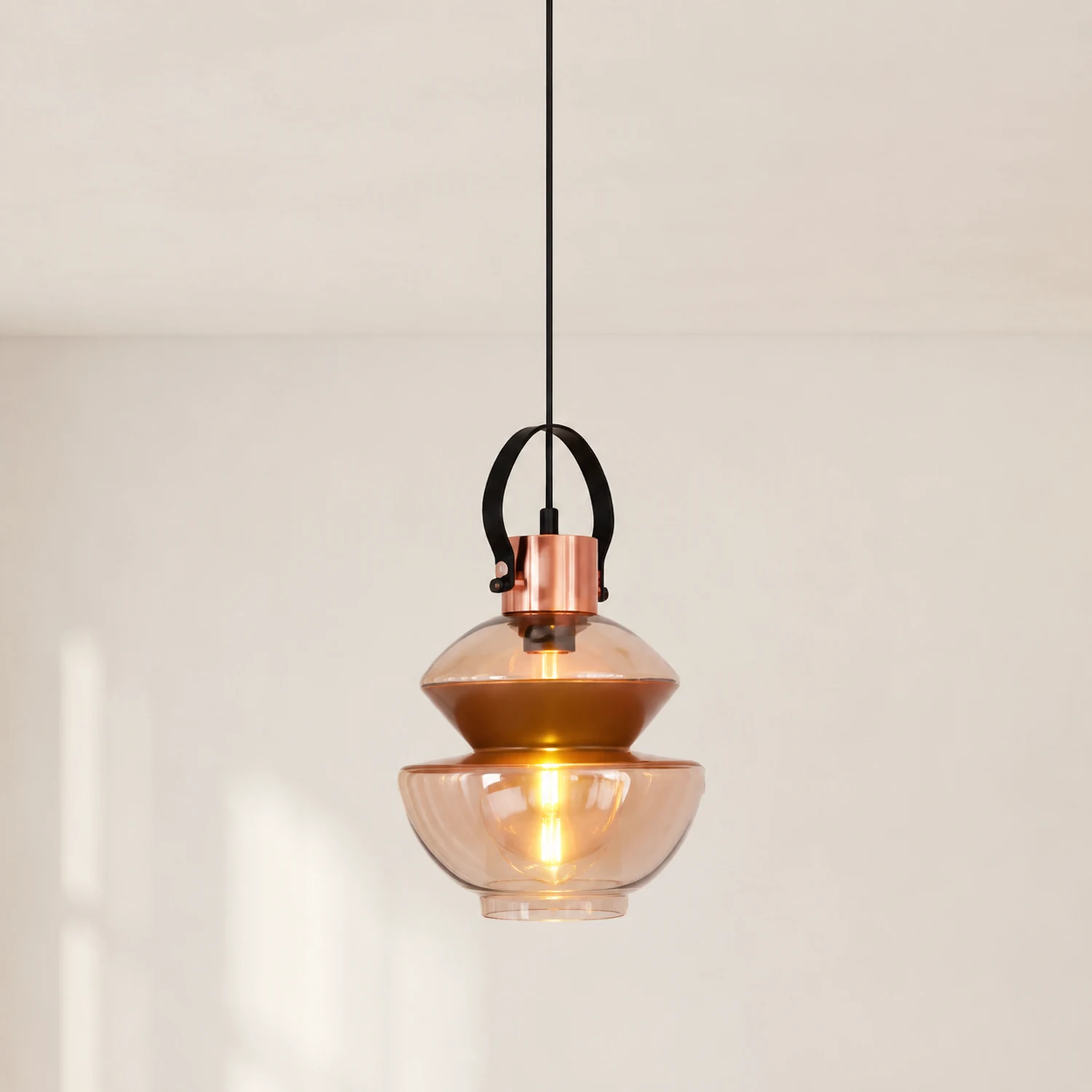 Alessio Pendelleuchte aus Klarglas & Kupfer, ∅17/20/25CM - Lumpaz