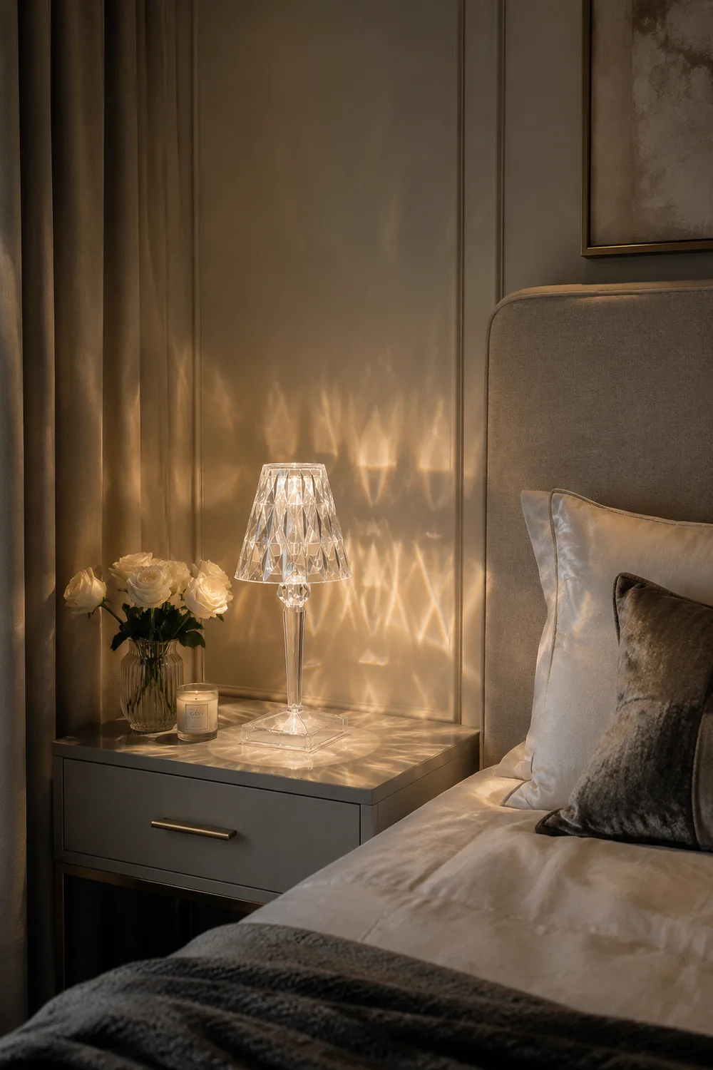 Kristy Design Kristall Diamant Tischlampe Licht, Wohn/Schlafzimmer, Acryl - Lumpaz
