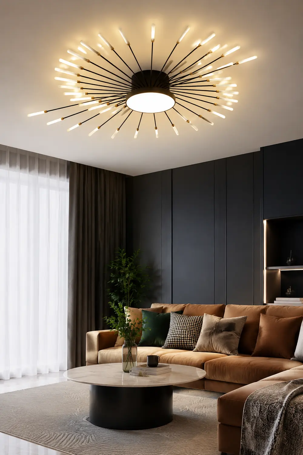 Moderne LED Deckenleuchte aus Metall Dauerhaft für Wohnzimmer - Lumpaz