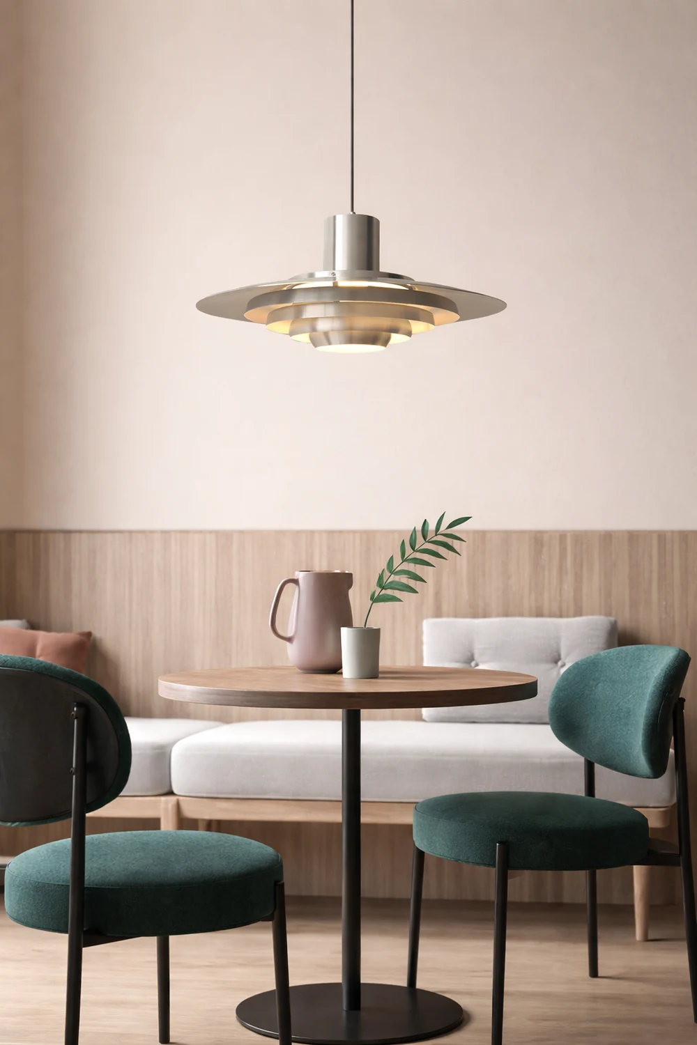 Large Brass Mid Century Modern Hanging Lamp Pendant Light - Lumpaz